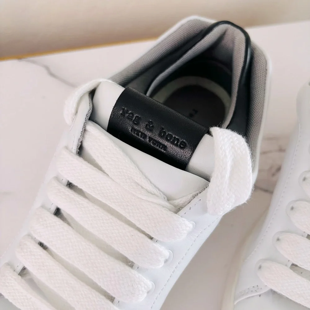 Rag & Bone Retro‎ Pro Leather Chunky Sneakers Size 39 US 9 White Black Ortholite